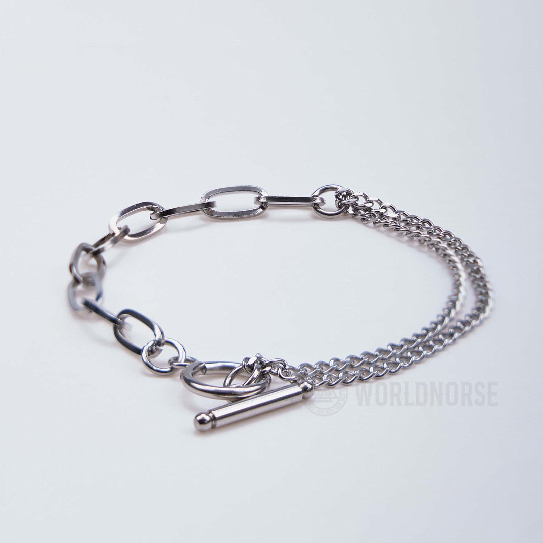 WorldNorse Two Chain One Word Buckle Bracelet