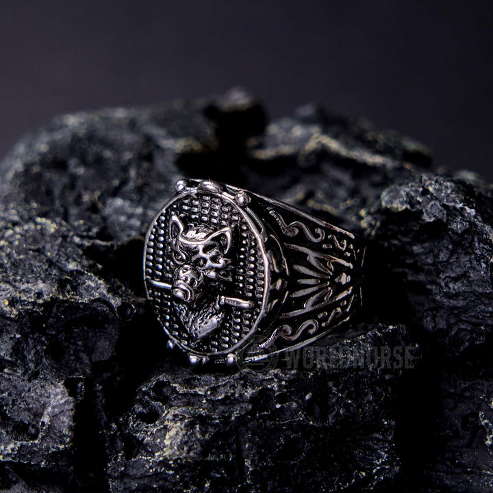 FREE Today: Wolf Head Biting Sword Ring