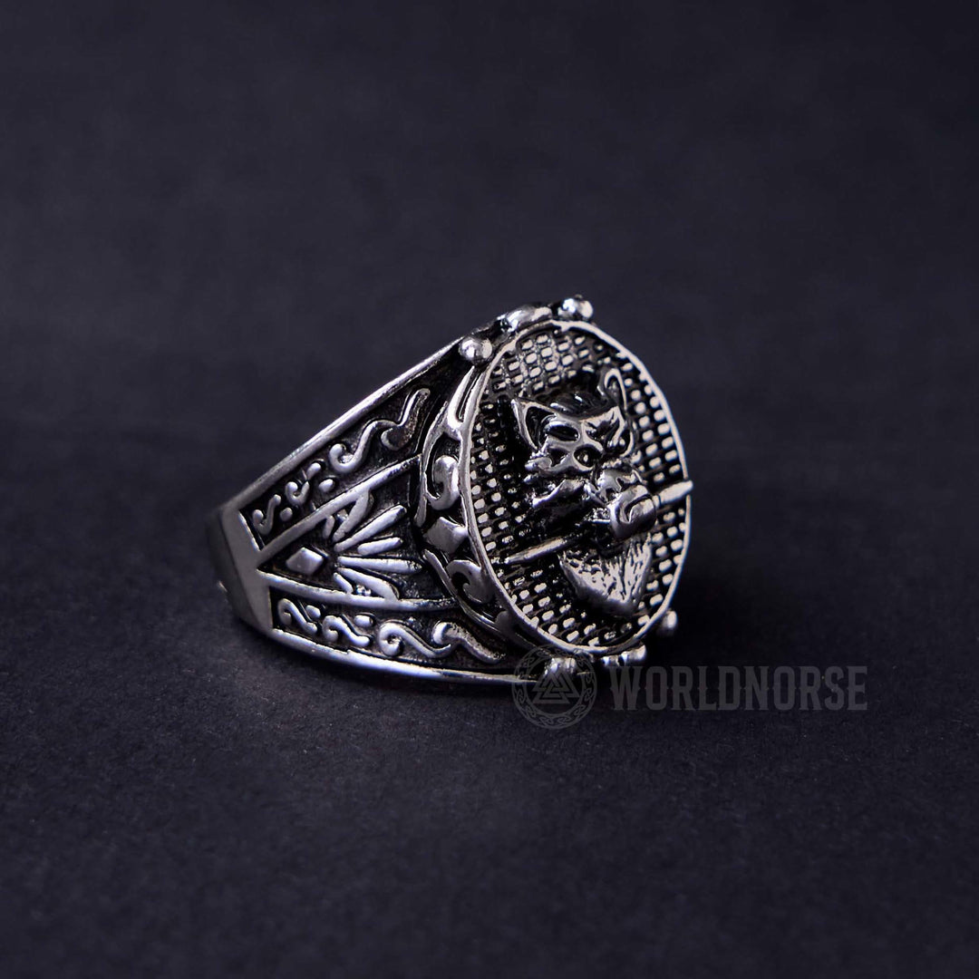 FREE Today: Wolf Head Biting Sword Ring