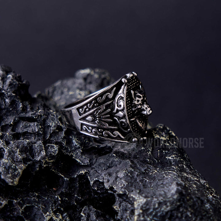 FREE Today: Wolf Head Biting Sword Ring