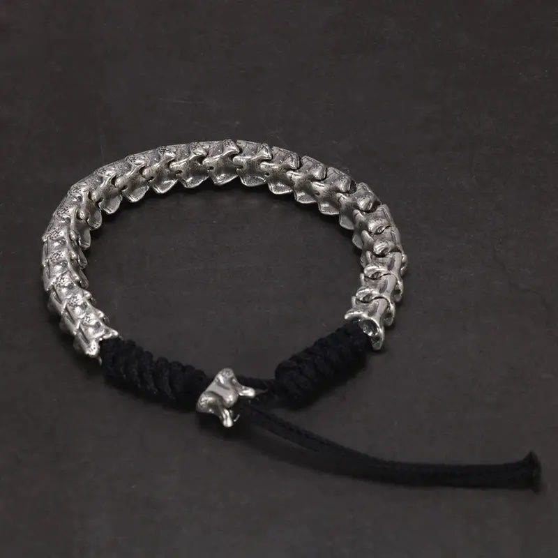 WorldNorse 925 Sterling Silver Spine Snake Bone Bracelet