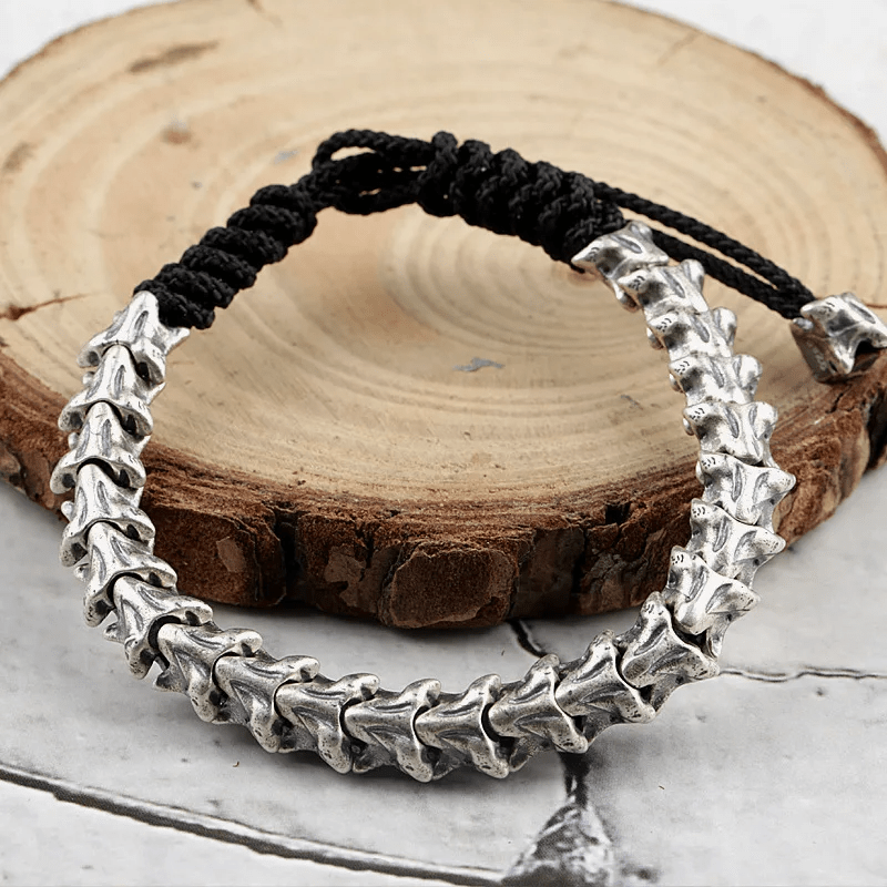 WorldNorse 925 Sterling Silver Spine Snake Bone Bracelet