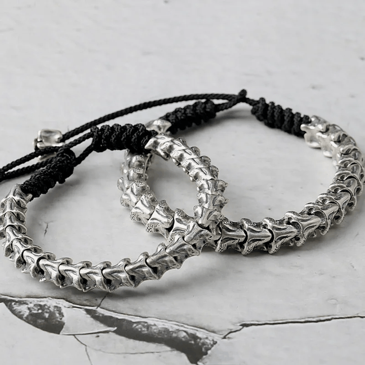 WorldNorse 925 Sterling Silver Spine Snake Bone Bracelet