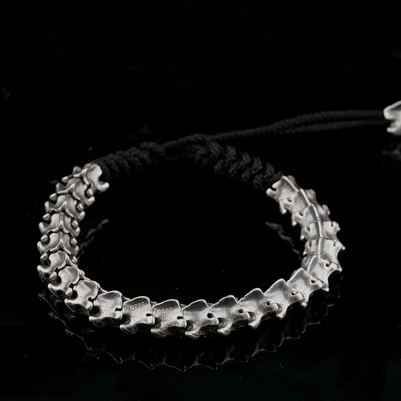 WorldNorse 925 Sterling Silver Spine Snake Bone Bracelet