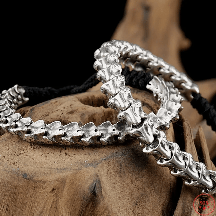 WorldNorse 925 Sterling Silver Spine Snake Bone Bracelet