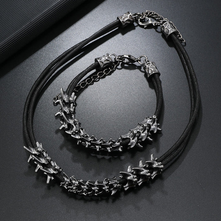 WorldNorse Spine Dark Bracelet Necklace Set