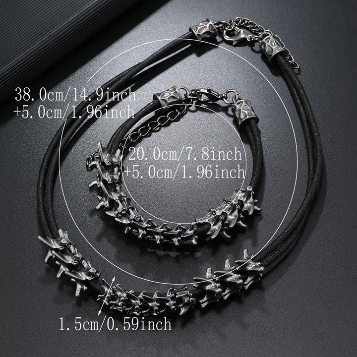 WorldNorse Spine Dark Bracelet Necklace Set