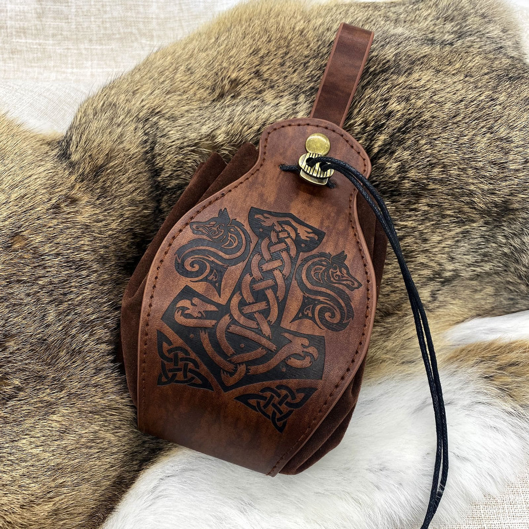 WorldNorse Viking Style Leather Belt Pouch Bag