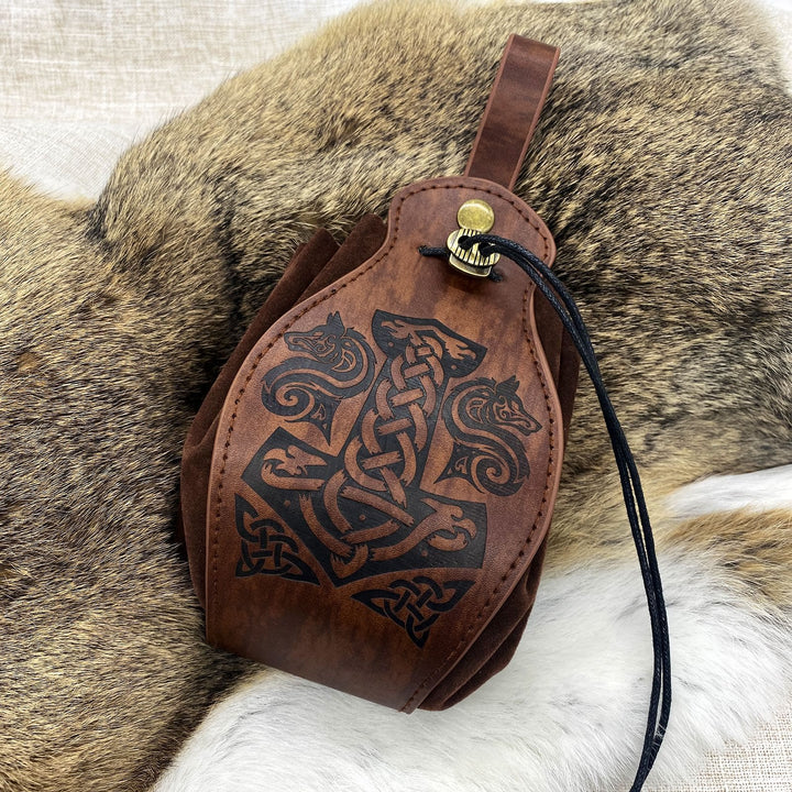 WorldNorse Viking Style Leather Belt Pouch Bag