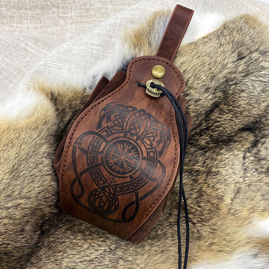 WorldNorse Viking Style Leather Belt Pouch Bag