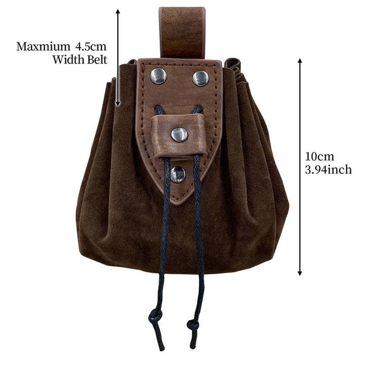 WorldNorse Drawstring Leather Belt Pouch Bag