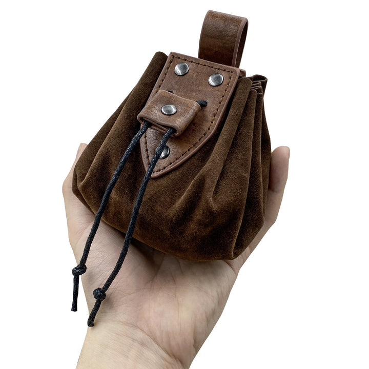 WorldNorse Drawstring Leather Belt Pouch Bag