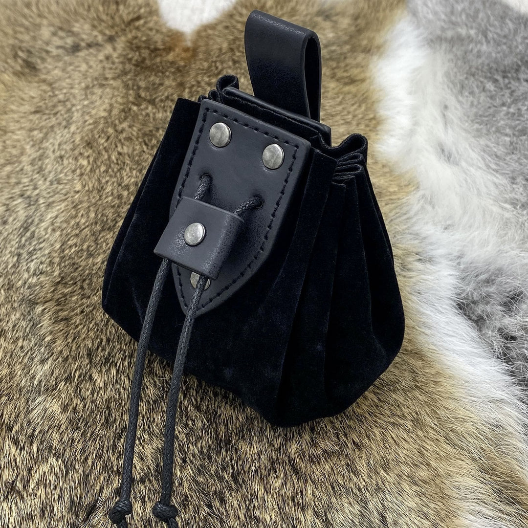 WorldNorse Drawstring Leather Belt Pouch Bag