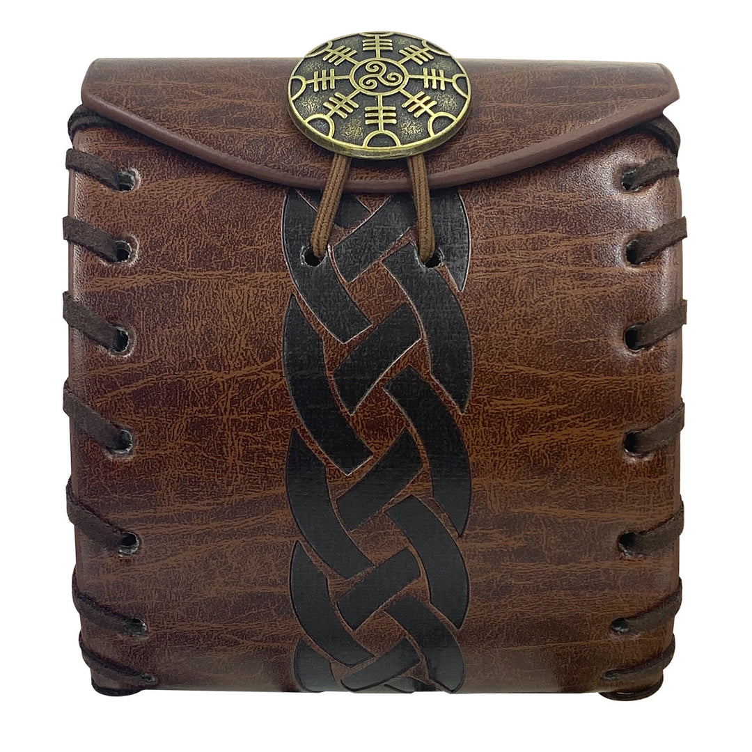 WorldNorse Celtic Knot Leather Belt Pouch Square Bag