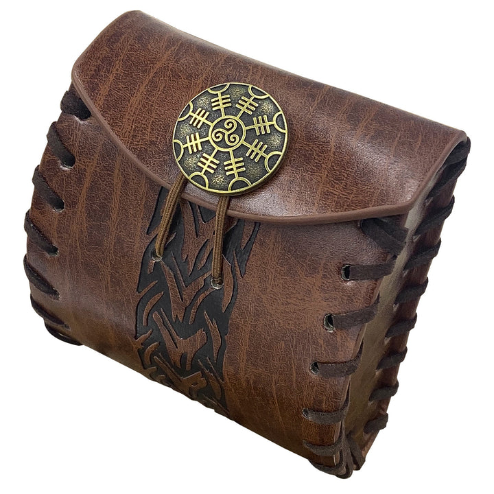 WorldNorse Celtic Knot Leather Belt Pouch Square Bag