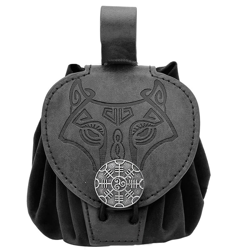 WorldNorse Wolve Leather Belt Pouch Bag - Style#2 - Black - image 8