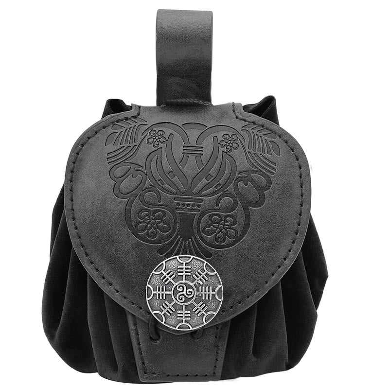 WorldNorse Wolve Leather Belt Pouch Bag - Style#3 - Black - image 12