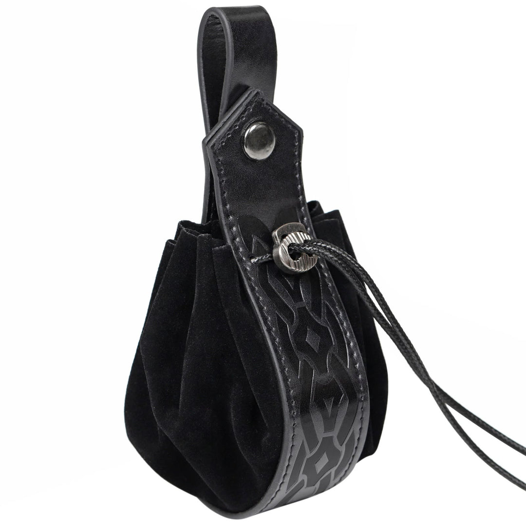 WorldNorse Drawstring Closure Leather Belt Pouch Bag