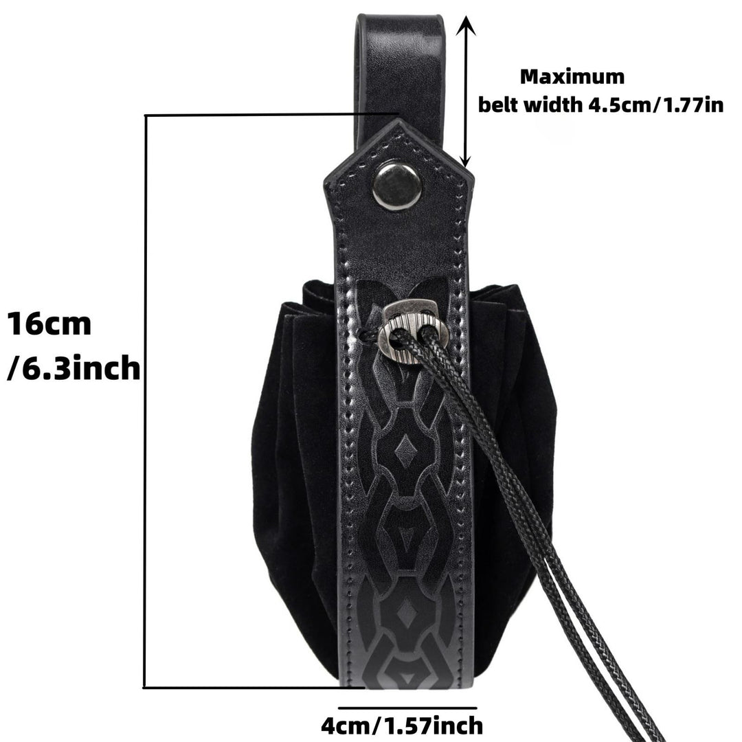 WorldNorse Drawstring Closure Leather Belt Pouch Bag