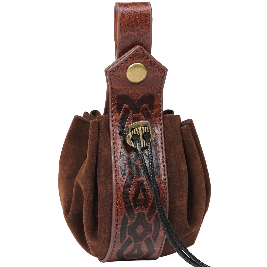 WorldNorse Drawstring Closure Leather Belt Pouch Bag