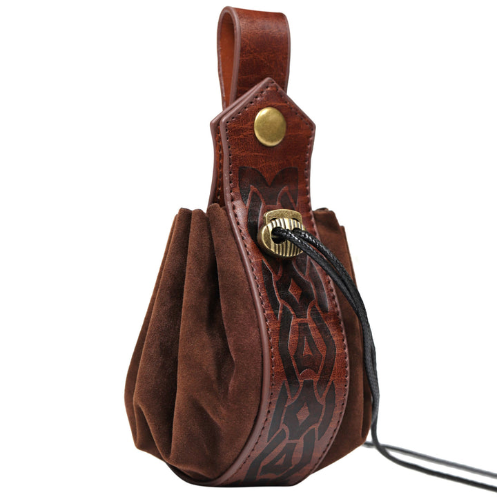 WorldNorse Drawstring Closure Leather Belt Pouch Bag