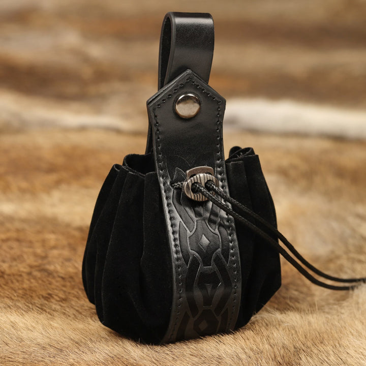 WorldNorse Drawstring Closure Leather Belt Pouch Bag