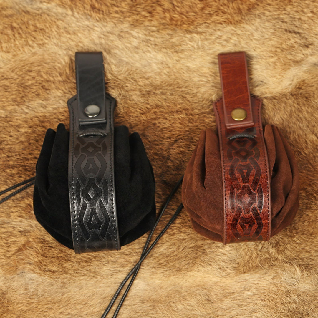 WorldNorse Drawstring Closure Leather Belt Pouch Bag