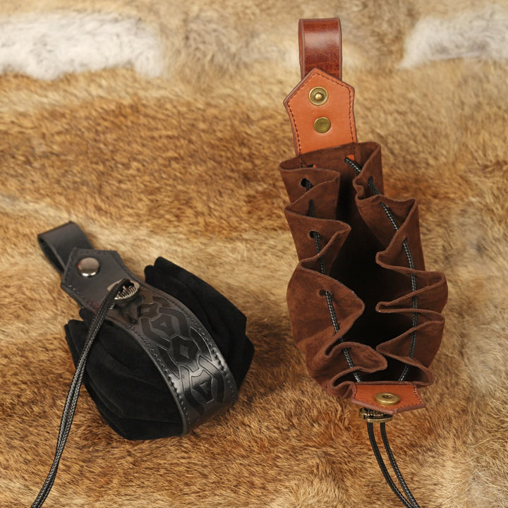 WorldNorse Drawstring Closure Leather Belt Pouch Bag