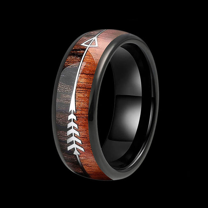 WorldNorse Arrow Wood Grain Stainless Steel Ring