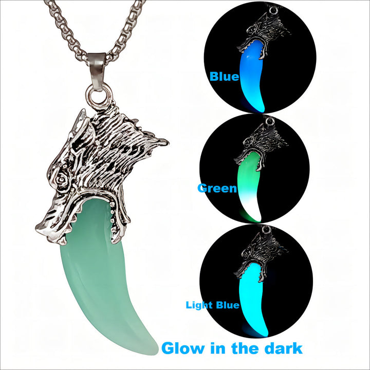 WorldNorse Glow in the Dark Wolf Teeth Necklace