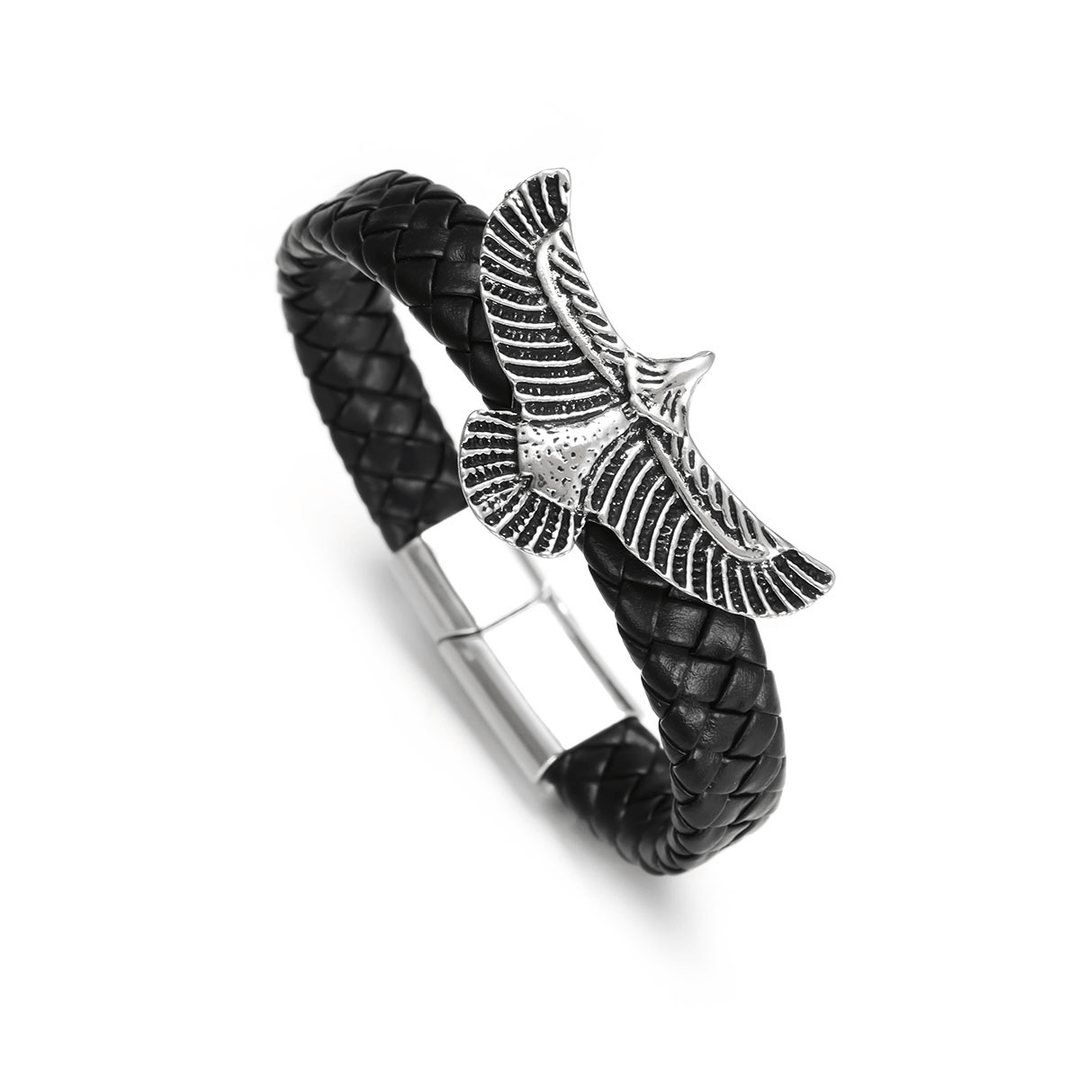 WorldNorse "Soaring Freedom" Eagle Leather Bracelet