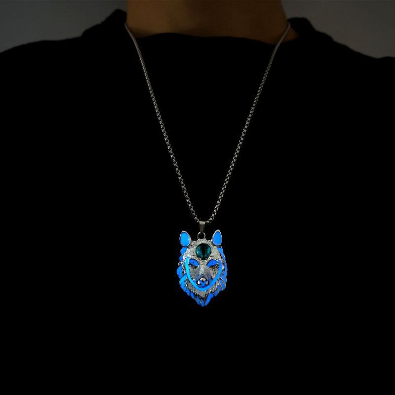 WorldNorse Glow In The Dark Wolf Spirit Necklace