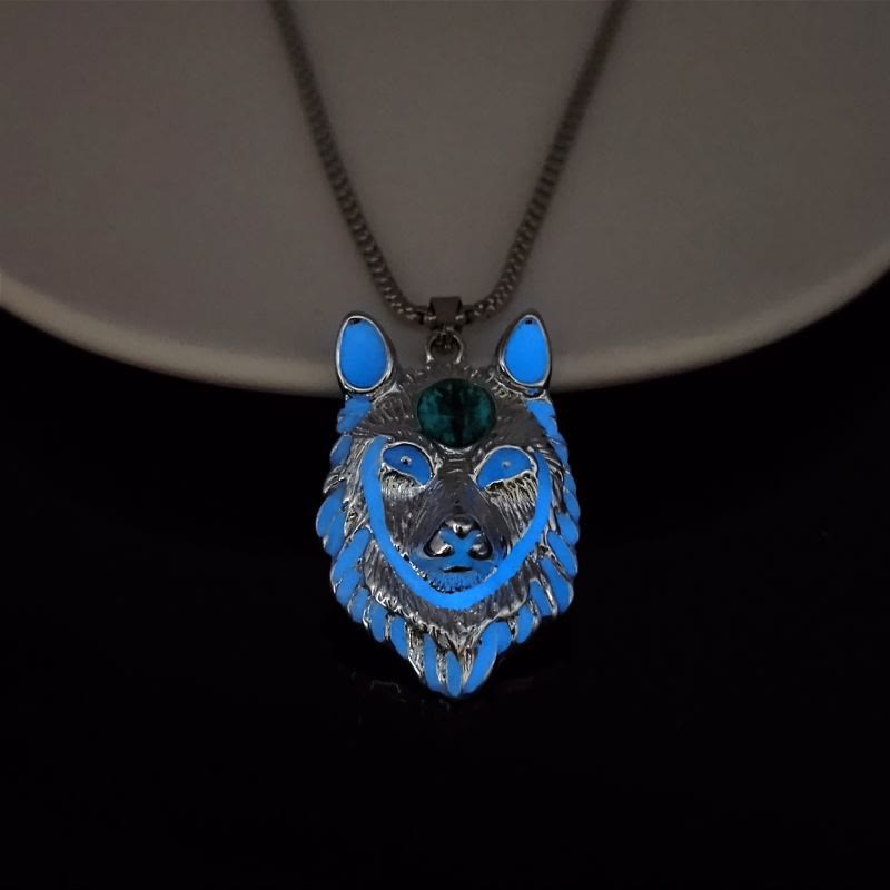 WorldNorse Glow In The Dark Wolf Spirit Necklace