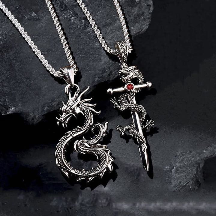 WorldNorse Claw-free Dragon Coiled Necklace