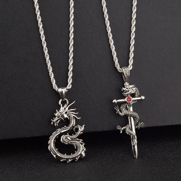 WorldNorse Claw-free Dragon Coiled Necklace