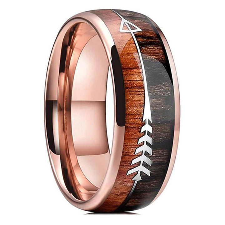 WorldNorse Arrow Wood Grain Stainless Steel Ring