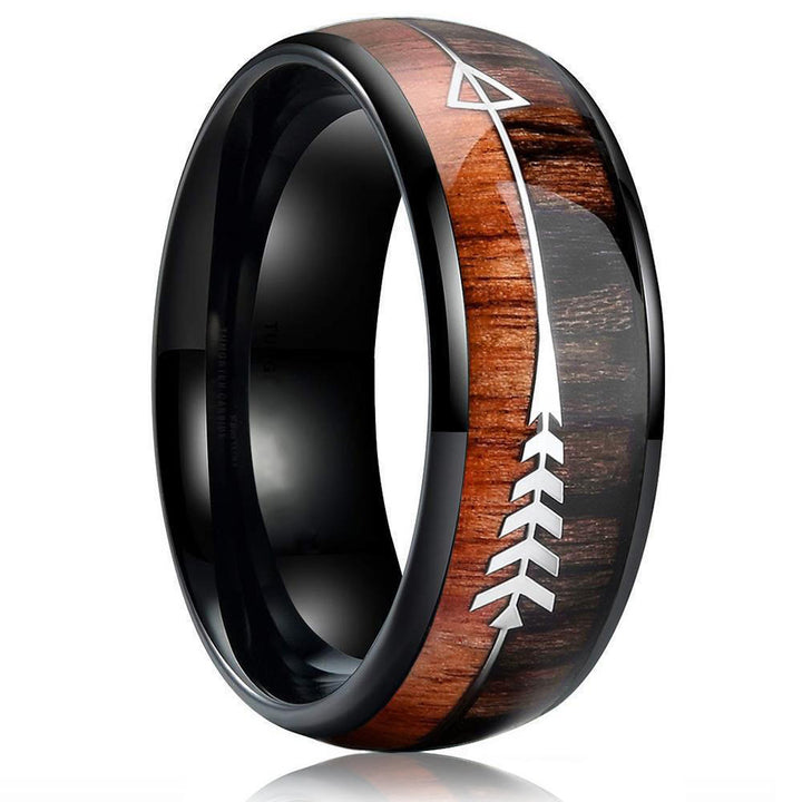 WorldNorse Arrow Wood Grain Stainless Steel Ring