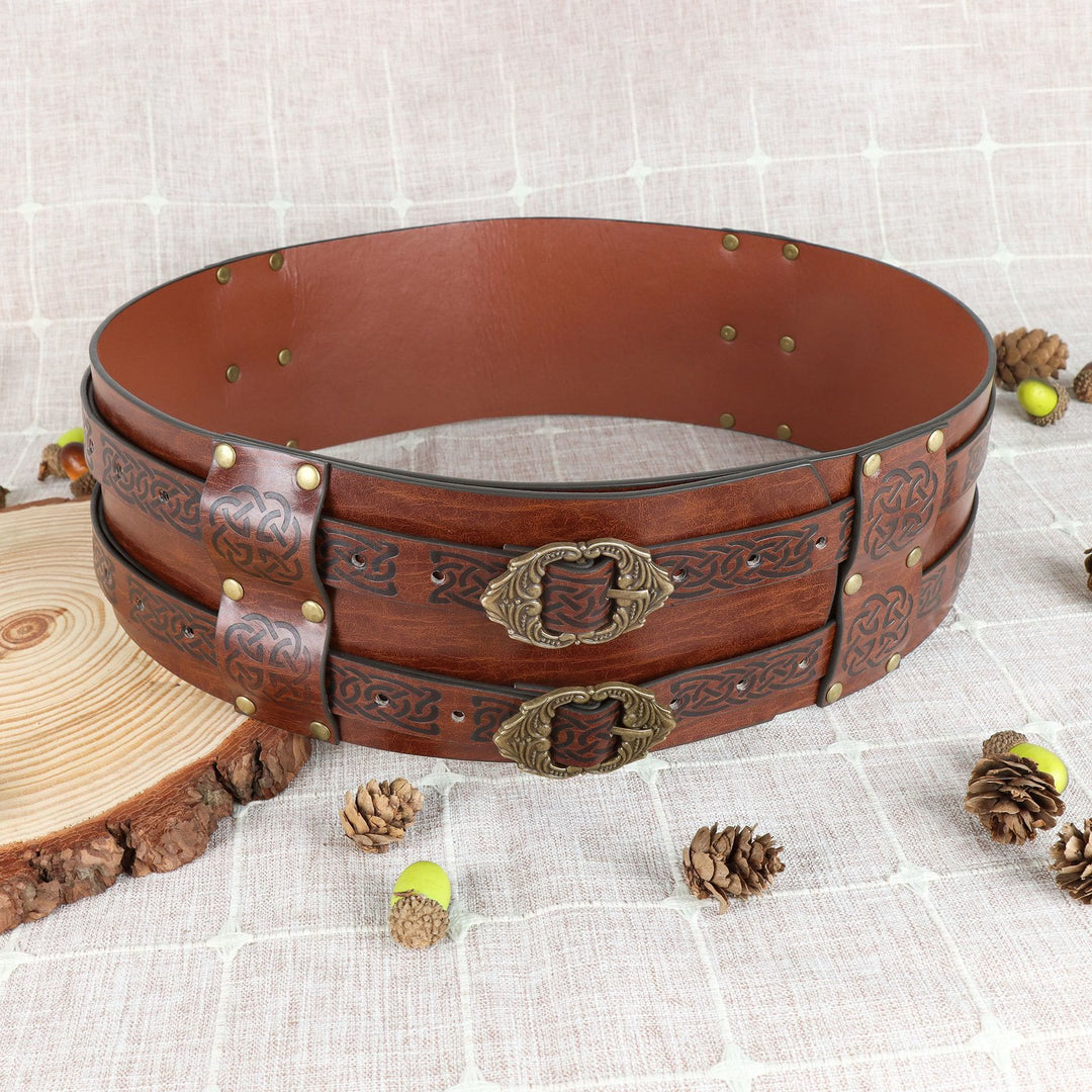 WorldNorse Leather Arm Bracers Belt Pouch Bag Set
