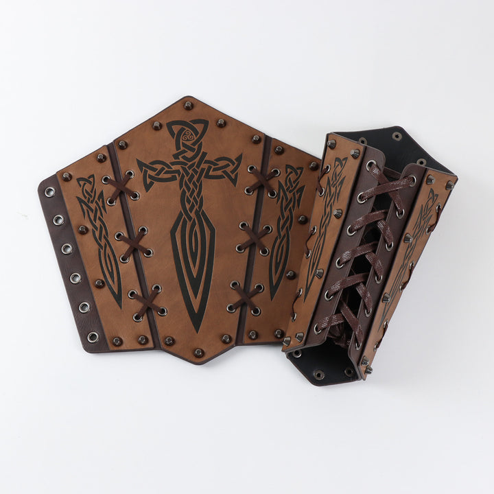 WorldNorse Leather Arm Bracers Belt Pouch Bag Set