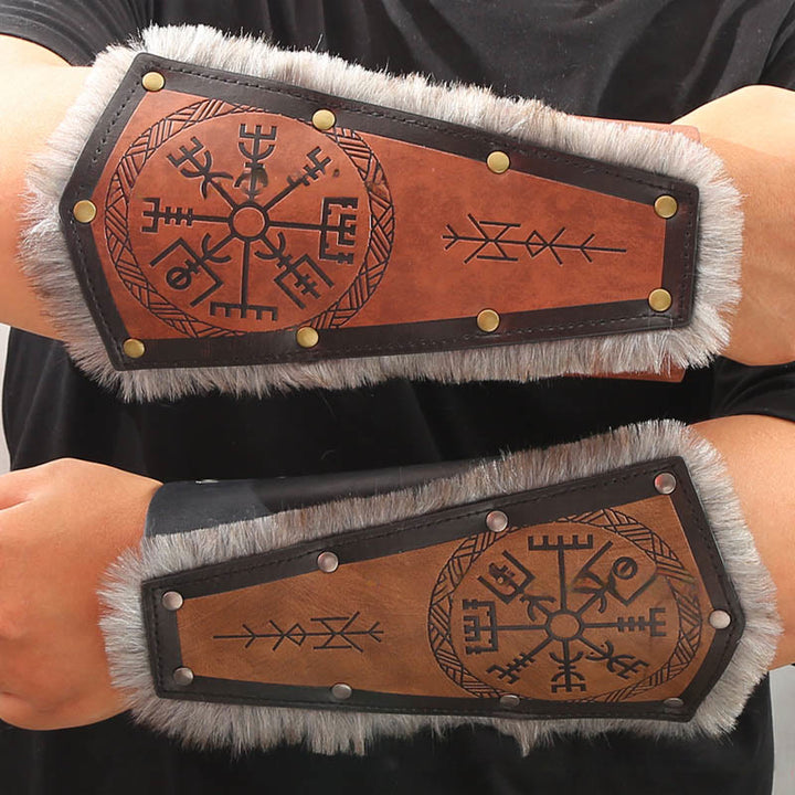 WorldNorse Vegvisir Guard Eco Leather Arm Bracers