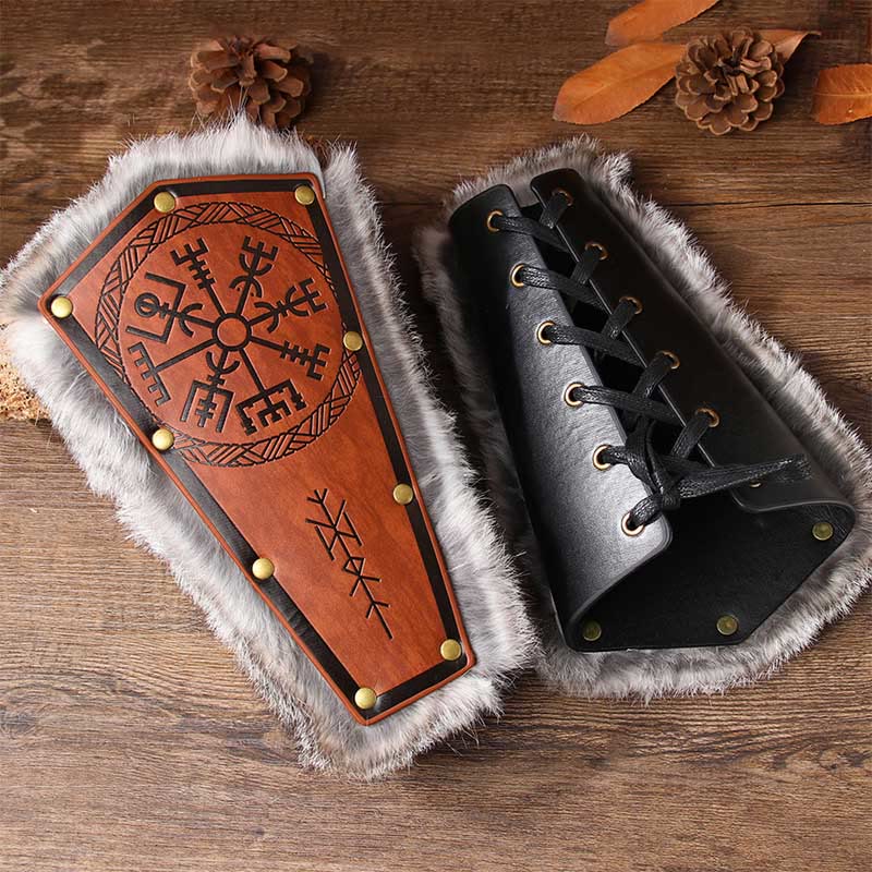 WorldNorse Vegvisir Guard Eco Leather Arm Bracers