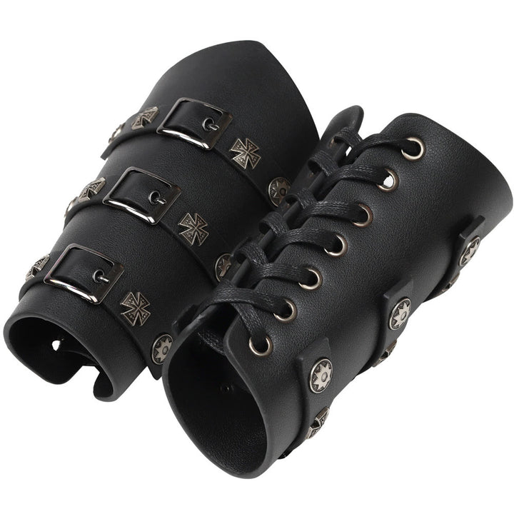 WorldNorse Rivet Cross Nails Eco Leather Arm Bracers