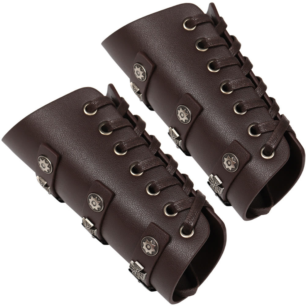 WorldNorse Rivet Cross Nails Eco Leather Arm Bracers