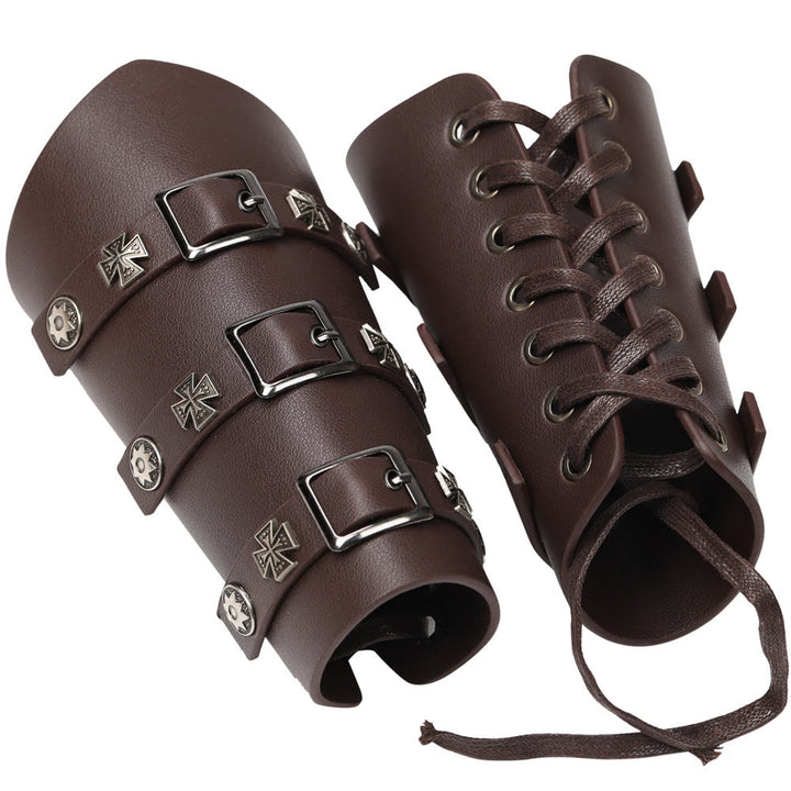 WorldNorse Rivet Cross Nails Eco Leather Arm Bracers