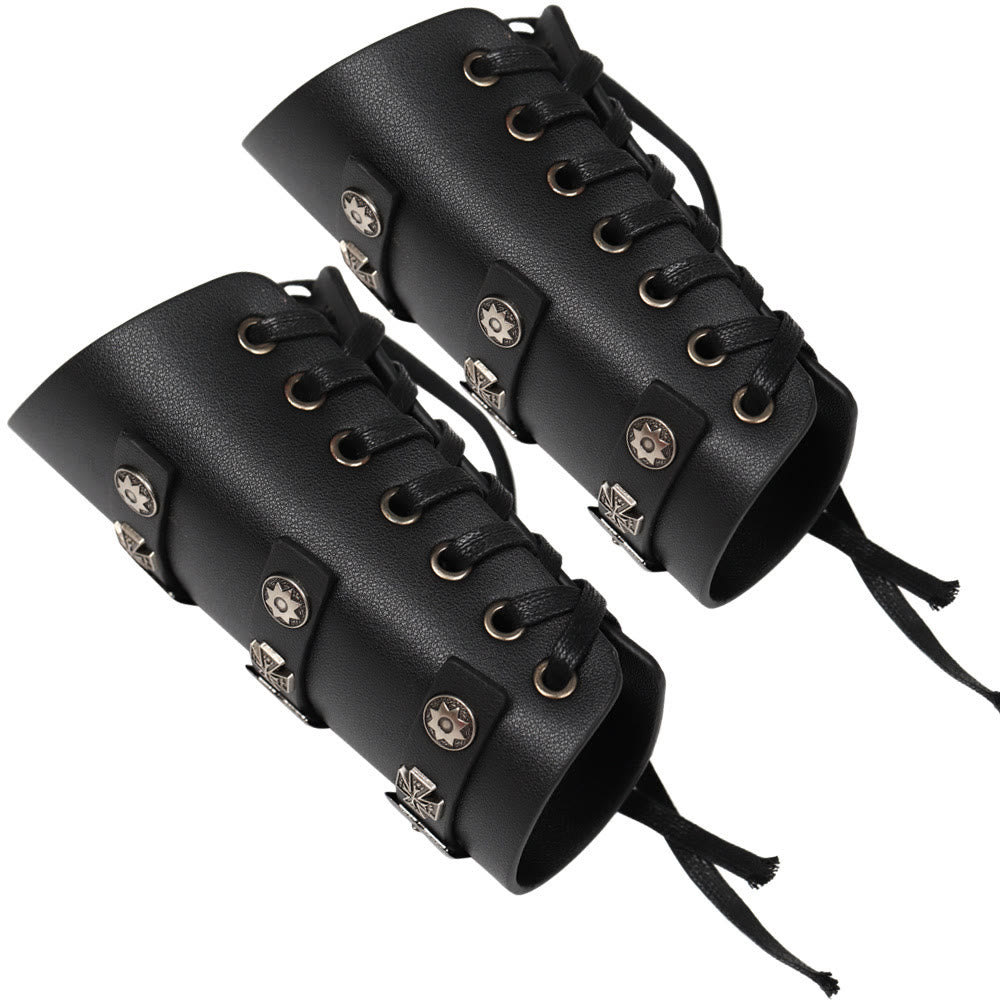 WorldNorse Rivet Cross Nails Eco Leather Arm Bracers