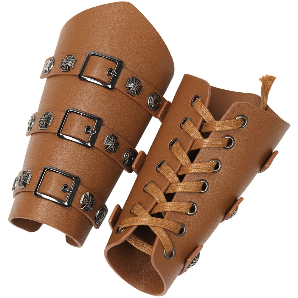 WorldNorse Rivet Cross Nails Eco Leather Arm Bracers