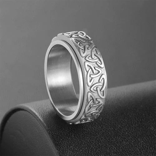 WorldNorse Viking Triquetra Spinner Ring - Silver - US 13 - image 2