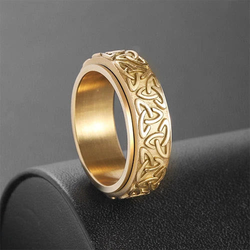 WorldNorse Viking Triquetra Spinner Ring - Gold - US 13 - image 3