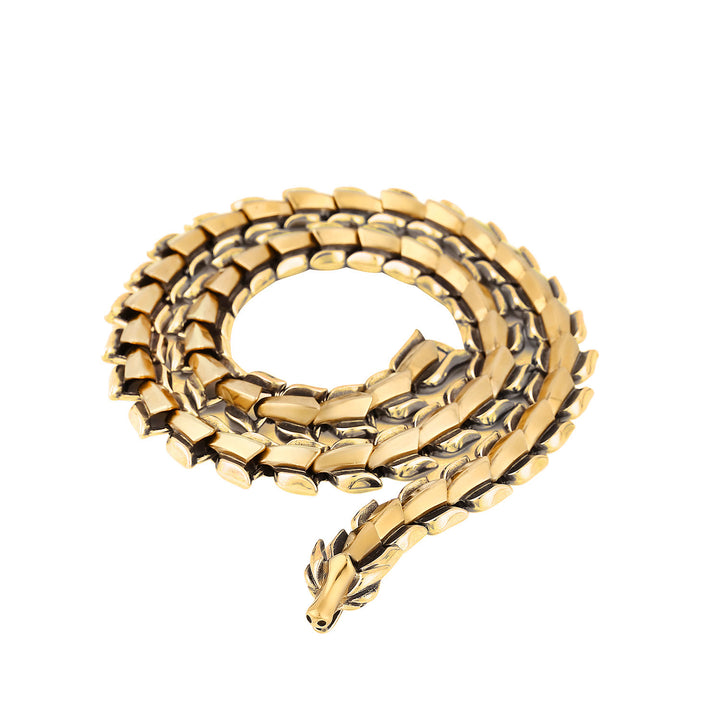 WorldNorse Norse Dragon Punk Necklace - Gold - 70cm - image 21