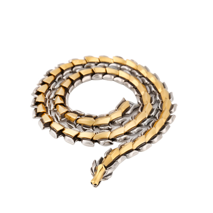 WorldNorse Norse Dragon Punk Necklace - Silver&Gold - 70cm - image 14